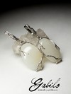 Earrings with white jade in silver