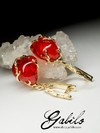 Fire opal gold earrings