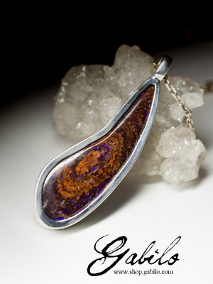 Boulder koroit opal silver pendant