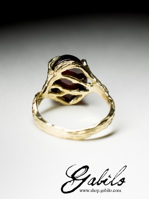 Hessonite Garnet Gold Ring