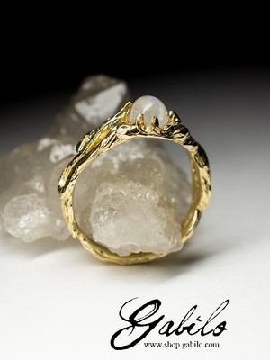 Moonstone adularia gold ring with gem report MSU
