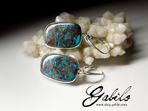 Silver Earrings with Chrysocolla