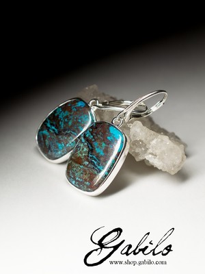 Silver Earrings with Chrysocolla