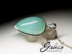 Large pendant with chrysoprase in silver