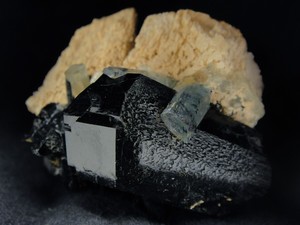 Black tourmaline with aquamarine