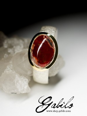 Silver ring with chocolate opal