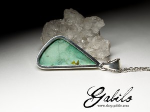 Silver pendant with green turquoise
