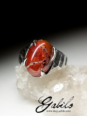 Silver ring with red jasper