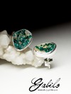 Silver earrings pouches with dioptase