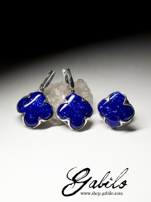 Set ring and earrings with lapis lazuli