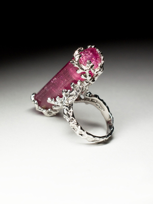 Rubellite Silver Ring with gem report MSU
