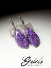 Silver Earrings with Charoite