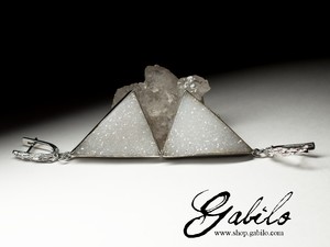 Large silver earrings with quartz