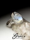 Silver ring with adular