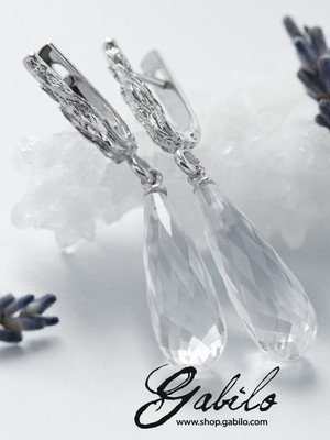 Briolette Cut Rock Crystal Silver Earrings