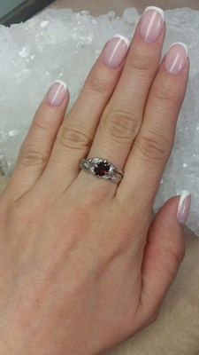 Garnet Silver Ring with gem report MSU