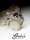 Garnet Silver Ring with gem report MSU