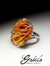 Silver ring with vanadinite