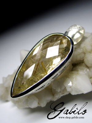 Rutilated quartz silver pendant