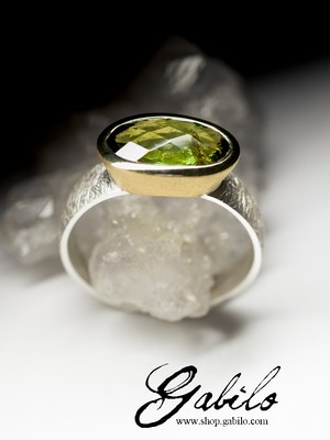 Silver ring with a verdelite