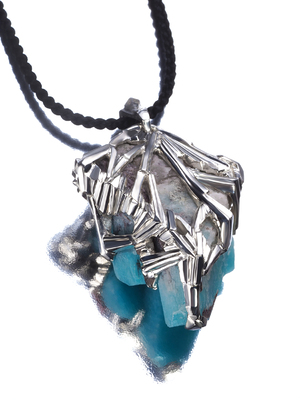 Amazonite crystal silver pendant