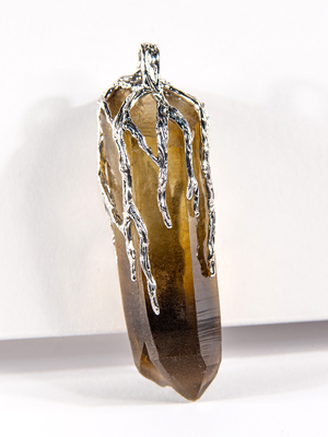 Large silver pendant with citrine crystal