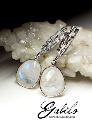 Moonstone adularia silver earrings