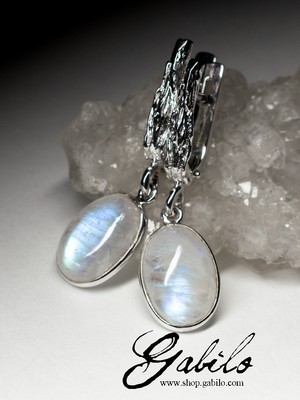 Moonstone adularia silver earrings
