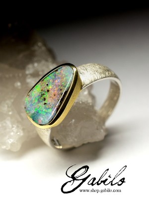 Boulder Opal Silver Ring