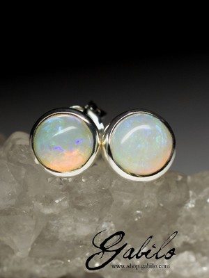 Silver earrings pouches with Ethiopian opal