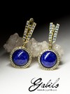 Gold earrings with lapis lazuli and sapphires