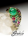 Gold ring with emeralds rubies and sapphires