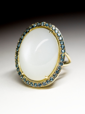 Moonstone and Topaz gold ring