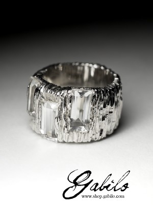 Big Rock Crystal Silver Ring with gem report MSU