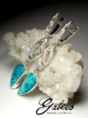 Long silver earrings with turquoise