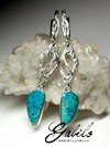 Long silver earrings with turquoise