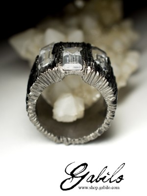Ring with rock crystal in silver with certificate