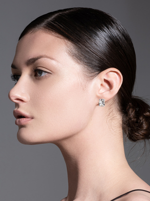 Rock Crystal gold stud earrings