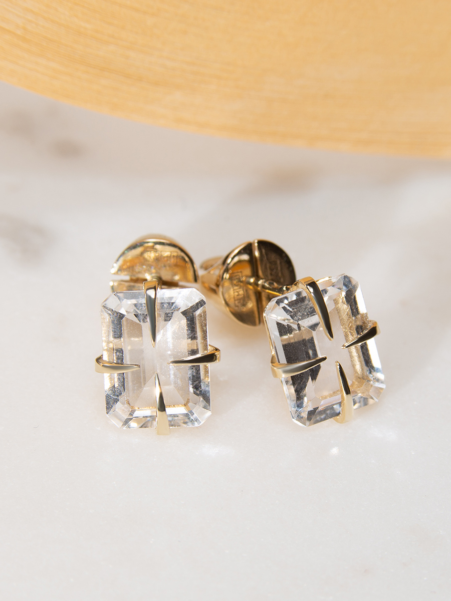 rock crystal gold earrings