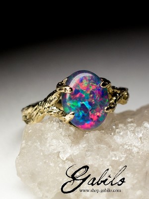 Golden Ring with Opal Triplet
