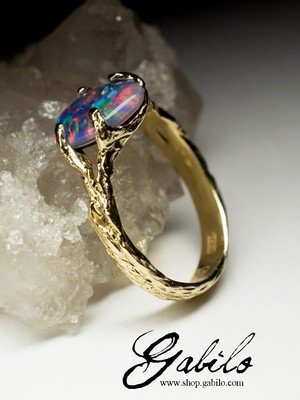 Golden Ring with Opal Triplet