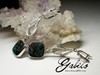 Long silver earrings with chrysocolla