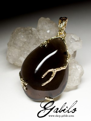 Gold pendant with rauchtopaz