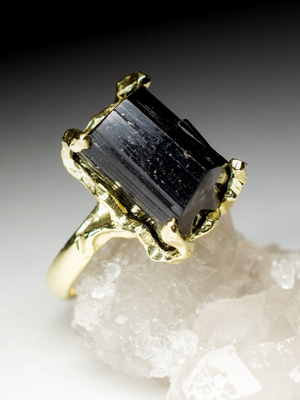 Schorl Black Tourmaline Gold Ring