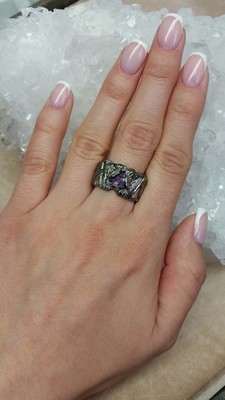 Amethyst Silver Ring with gem report MSU