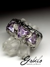 Silver ring with amethysts