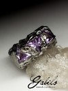 Silver ring with amethysts