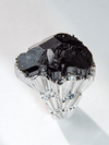 Schorl black tourmaline crystal silver ring