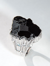 Schorl black tourmaline crystal silver ring