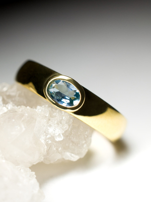 Aquamarine Gold Ring with jewellery report MSU